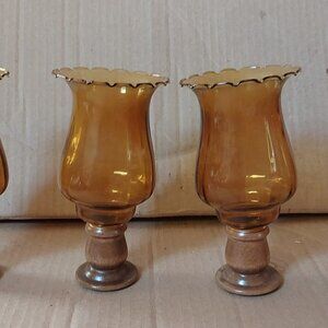 Vintage amber glass tulip candle holder